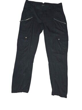 BEBE Black Cargo Safari Pants - Silver Zipper Details - Size 8 Low Rise